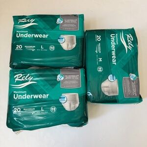 Pack of 3 Rely Unisex Inderwear, Maximum Absorbency, Size Large,Pack of 20
